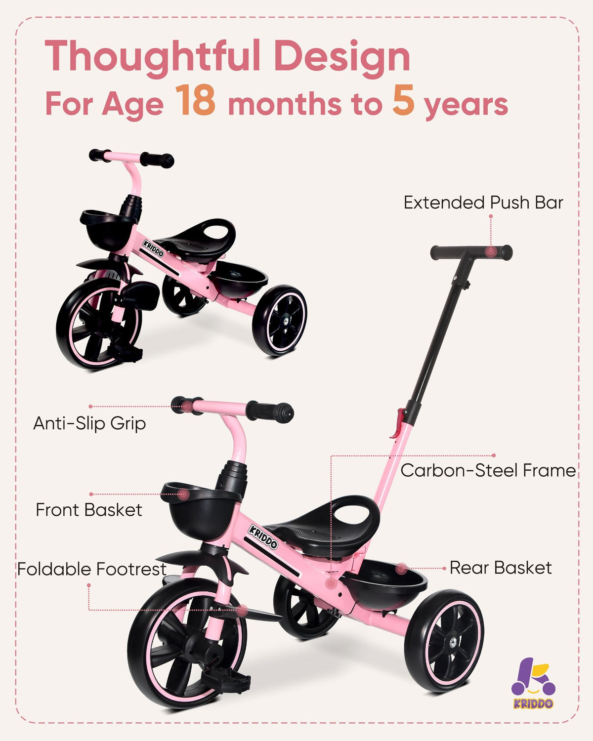 KRIDDO easy-seat-grips offer ergonomic, non-slip support during learning.