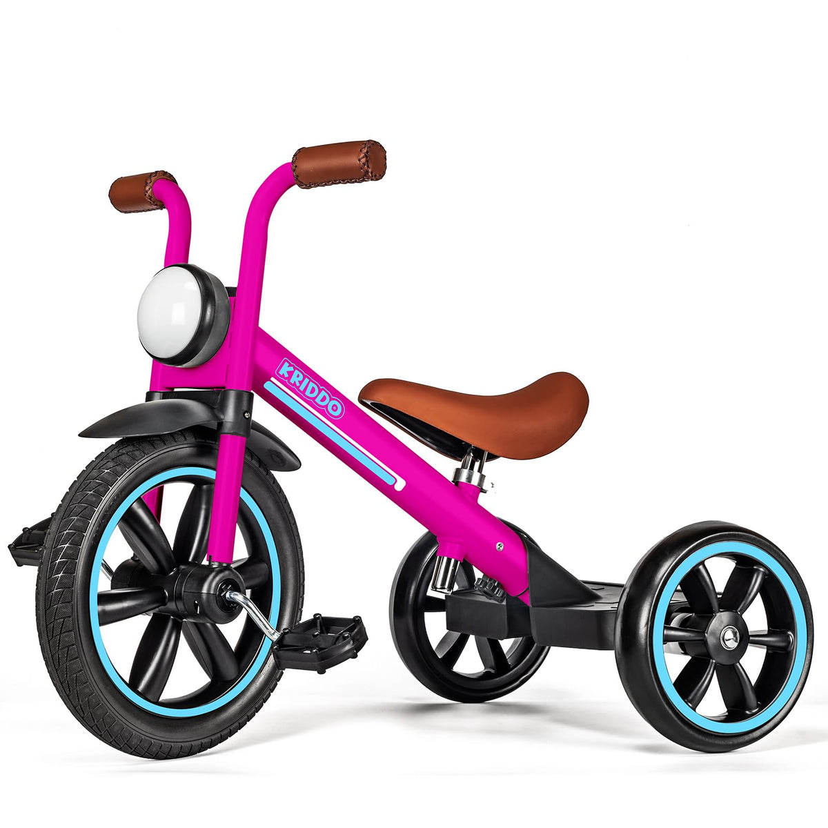 KRIDDO Kids Tricycle with 12 inch puncture-free wheels for smooth outdoor rides