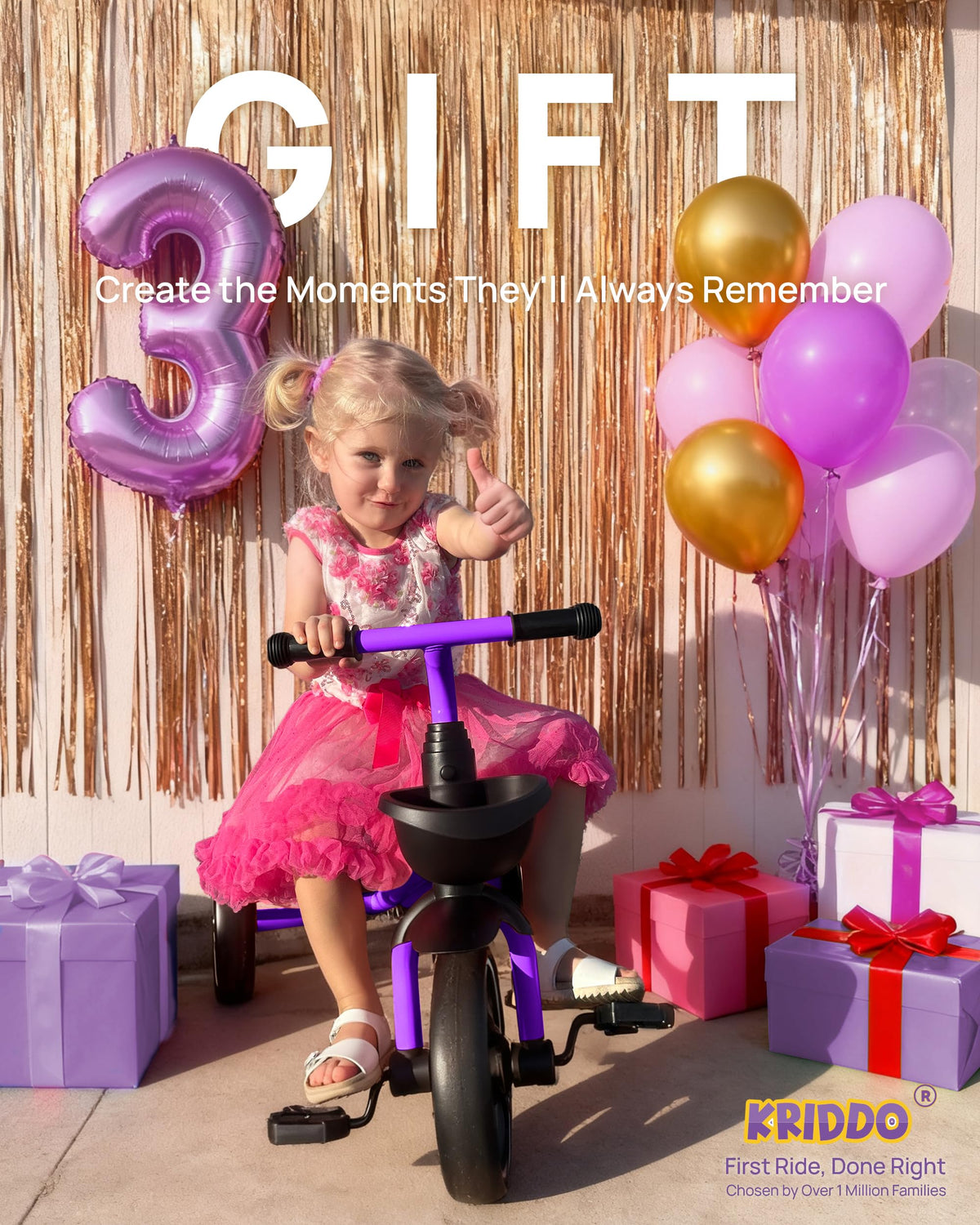 KRIDDO kids tricycle BPA-free materials, safe play for toddlers.