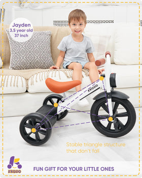 KRIDDO Kids Tricycle extended rear wheels improve balance during learning