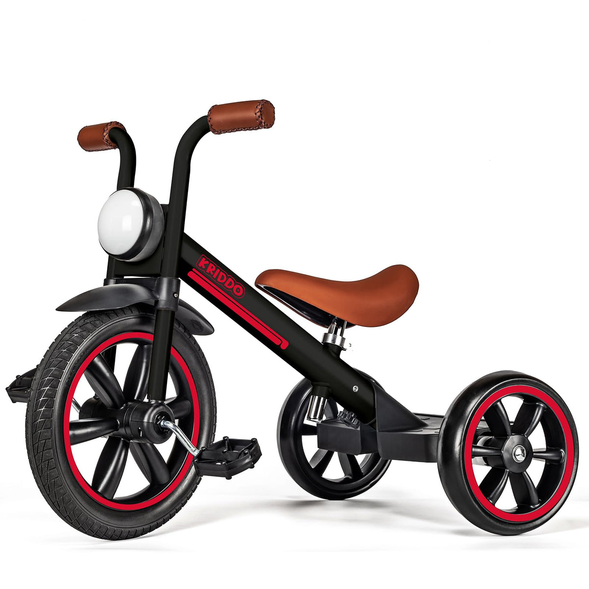 KRIDDO Kids Tricycle front light boosts visibility for safer dusk rides