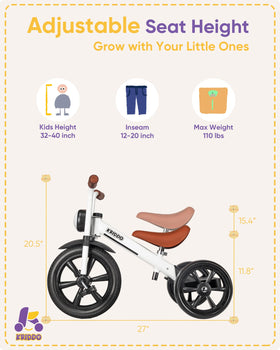 KRIDDO Kids Tricycle front light enhances visibility for safer evenings