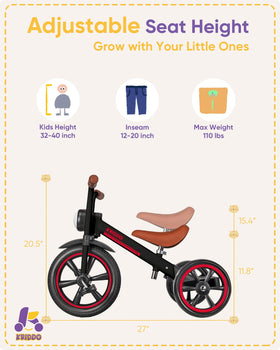 KRIDDO Tricycle silent wheels enable quiet indoor and outdoor use