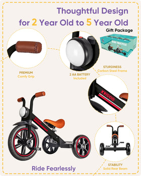 KRIDDO Puncture-free wheels provide smooth rides on multiple surfaces