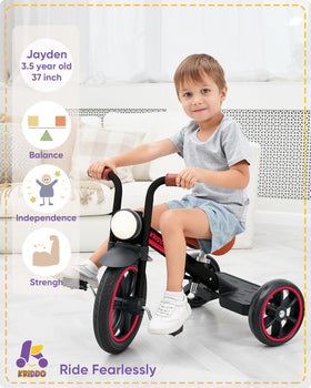 KRIDDO Kids Tricycle side view shows adjustable seat height for growing children