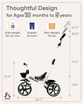 KRIDDO parent-push mode demonstrates effortless steering during park visits.