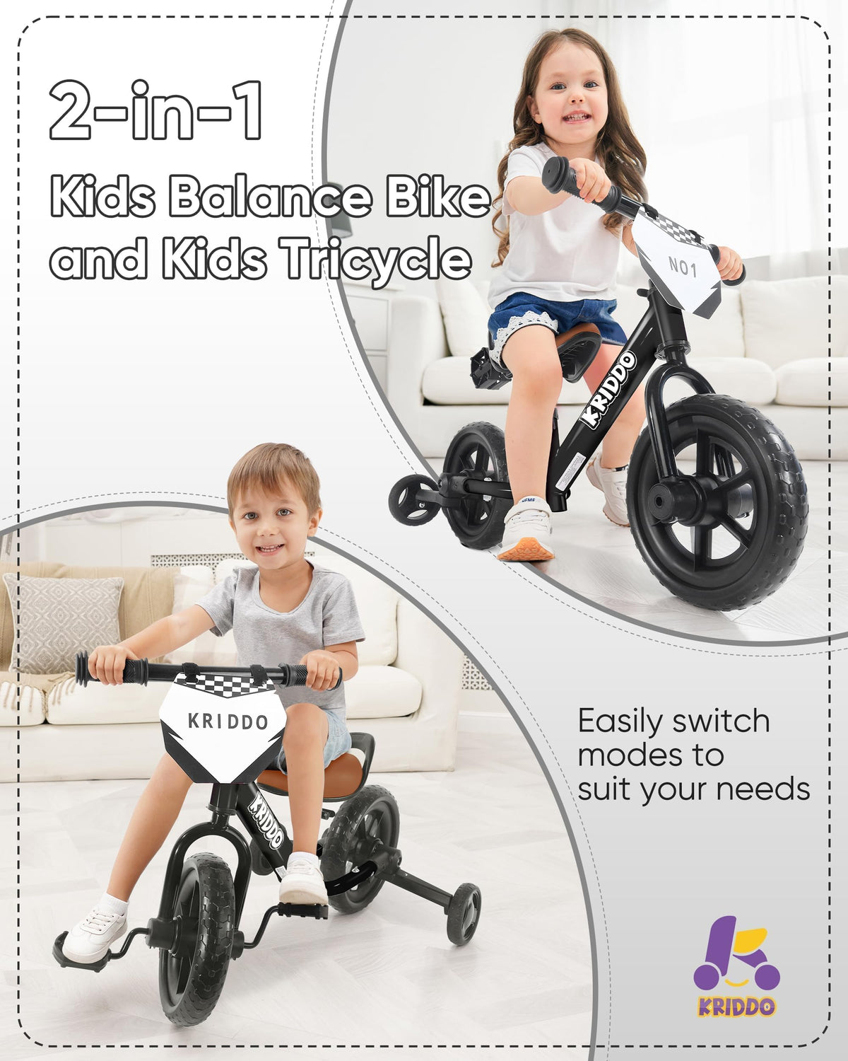 KRIDDO stowable training wheels offer flexible riding as confidence grows