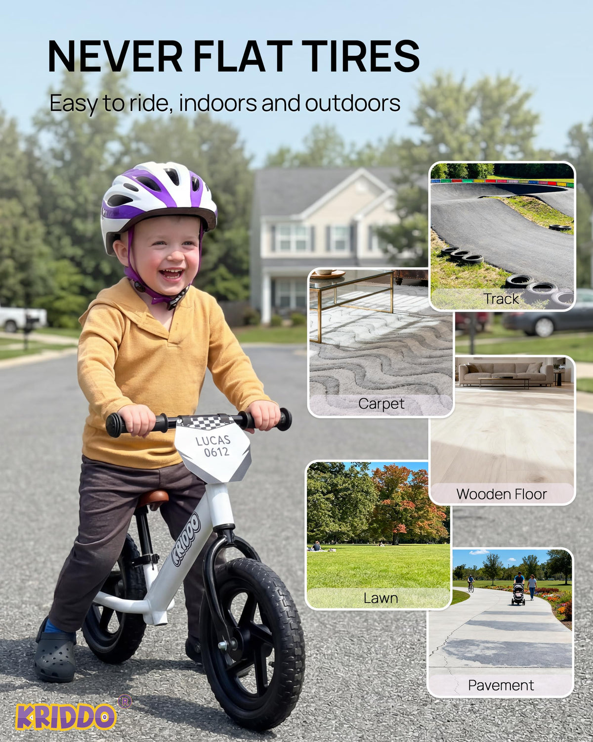 KRIDDO adjustable handlebar and seat ensure growing kids ride longer.