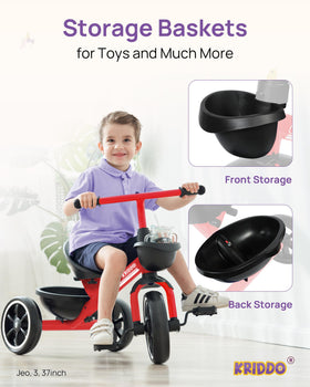 KRIDDO Tricycle non-slip grips provide secure hold for tiny hands