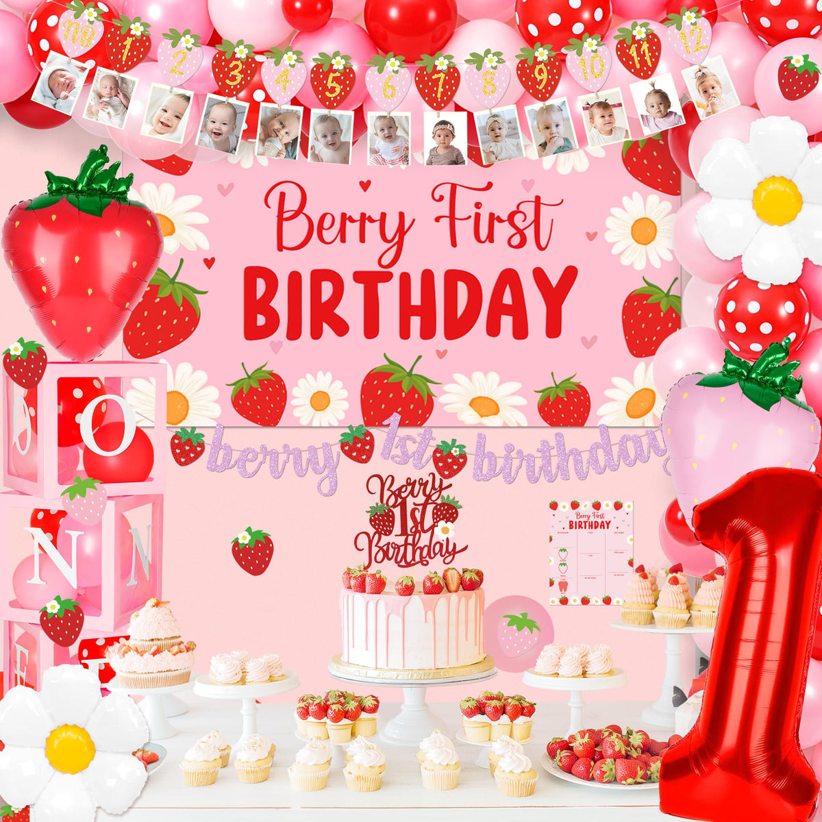 Kriyokiaa high chair banner Berry 1st frames baby milestones with a sweet theme.