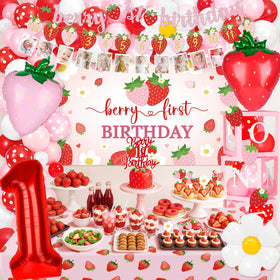 Kriyokiaa Highchair banner strawberry—bright decor for baby milestone photos