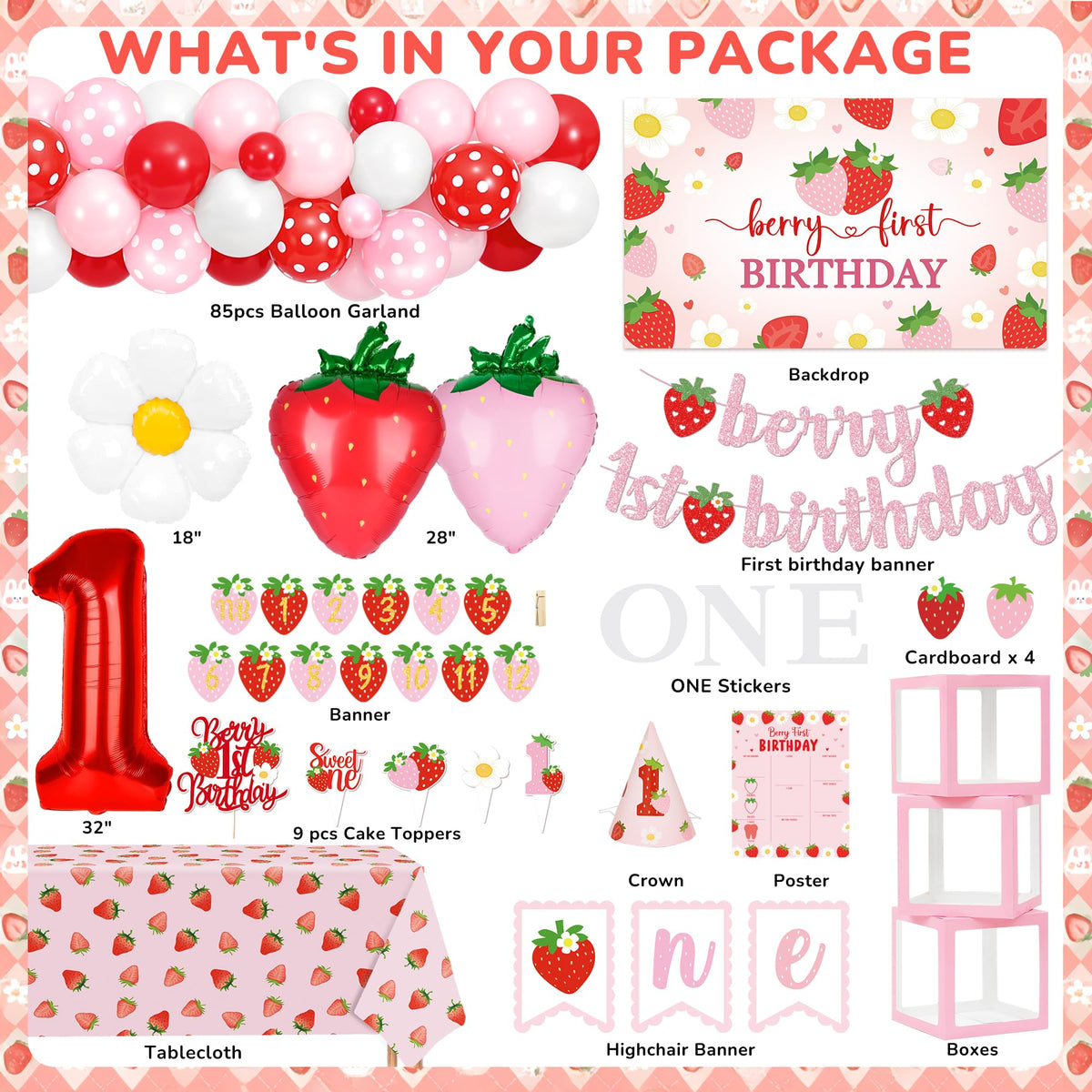 Kriyokiaa Strawberry theme backdrop—whimsical accents for a strawberry party