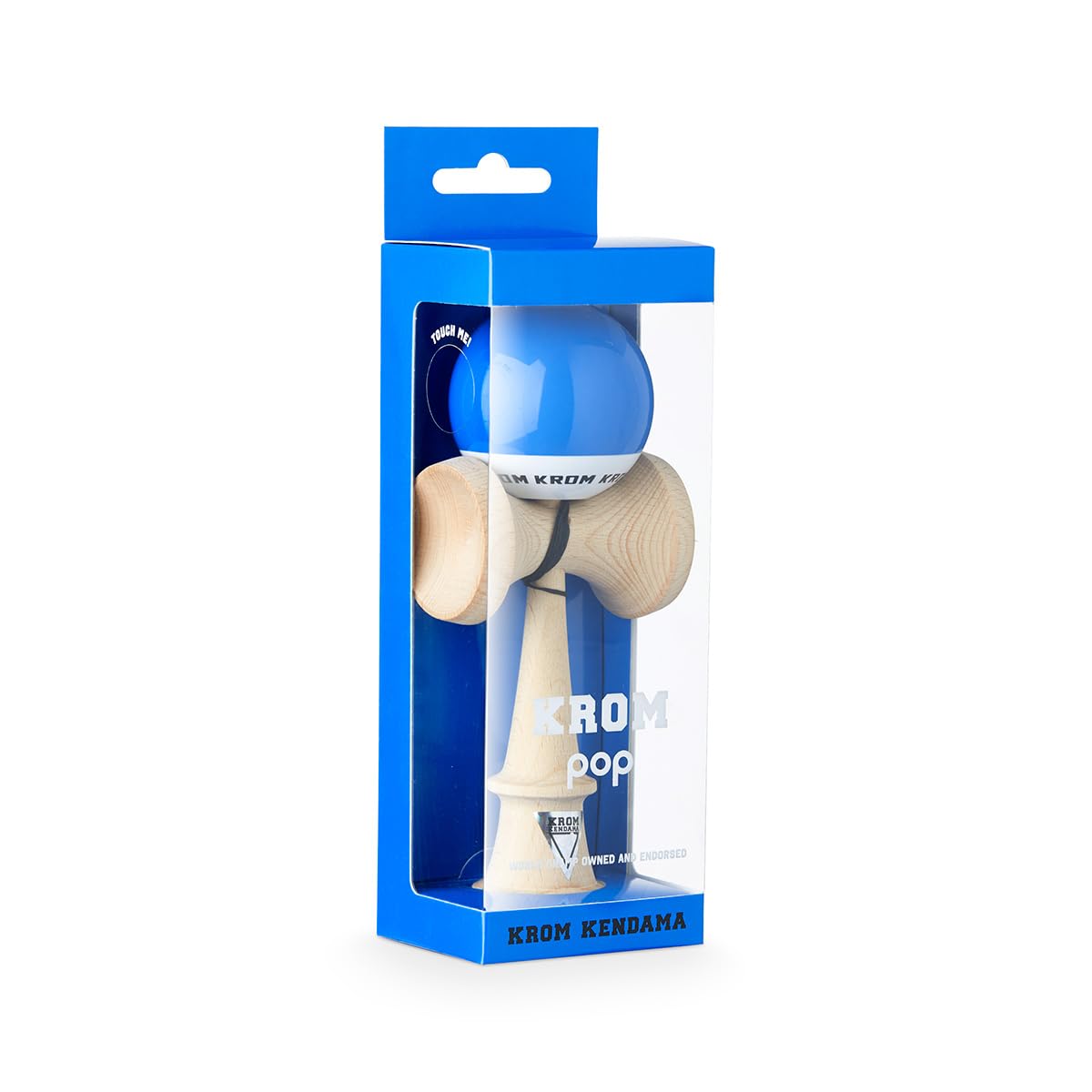 KROM Kendama POP LOL dark blue usable indoors and outdoors for versatile play.