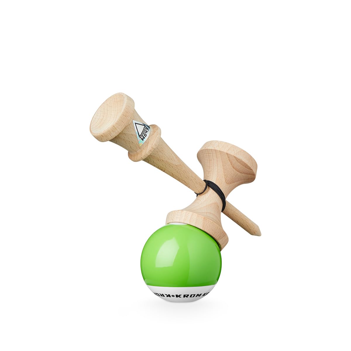 KROM Kendama POP LOL Lime Green string detail, reduces tangling risk