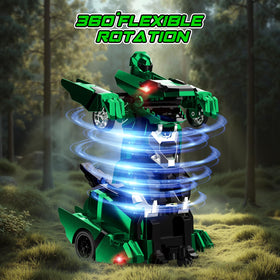 Kroyedfuw Dinosaur Transform RC Car performing 360-degree rotation in motion