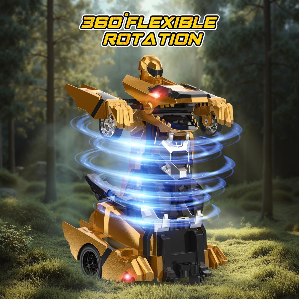 Kroyedfuw Dinosaur Transform RC Car 360-degree spin highlights dynamic stunts.