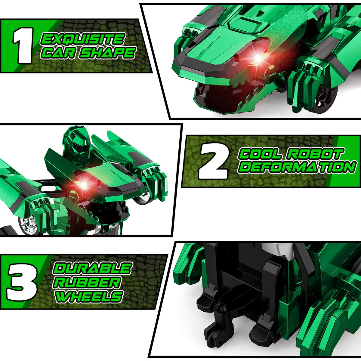 Kroyedfuw Dinosaur Transform RC Car with durable ABS plastic body for rough play