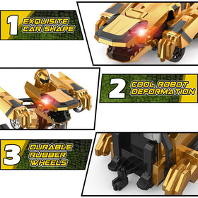 Kroyedfuw Dinosaur Transform RC Car flashing lights enhance nighttime action.