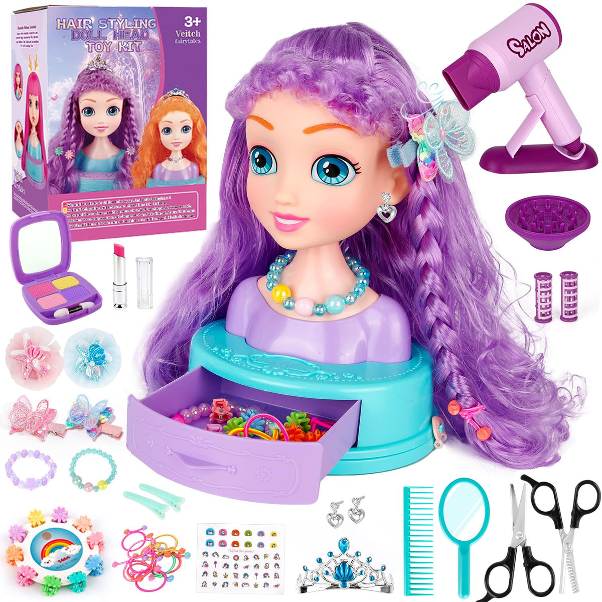 Kryonixty 4-in-1 doll head with storage base for stable, safe pretend play.
