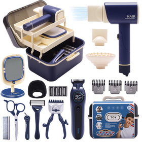 Kryonixty pretend play barber set with a 3-tier storage box for organized fun