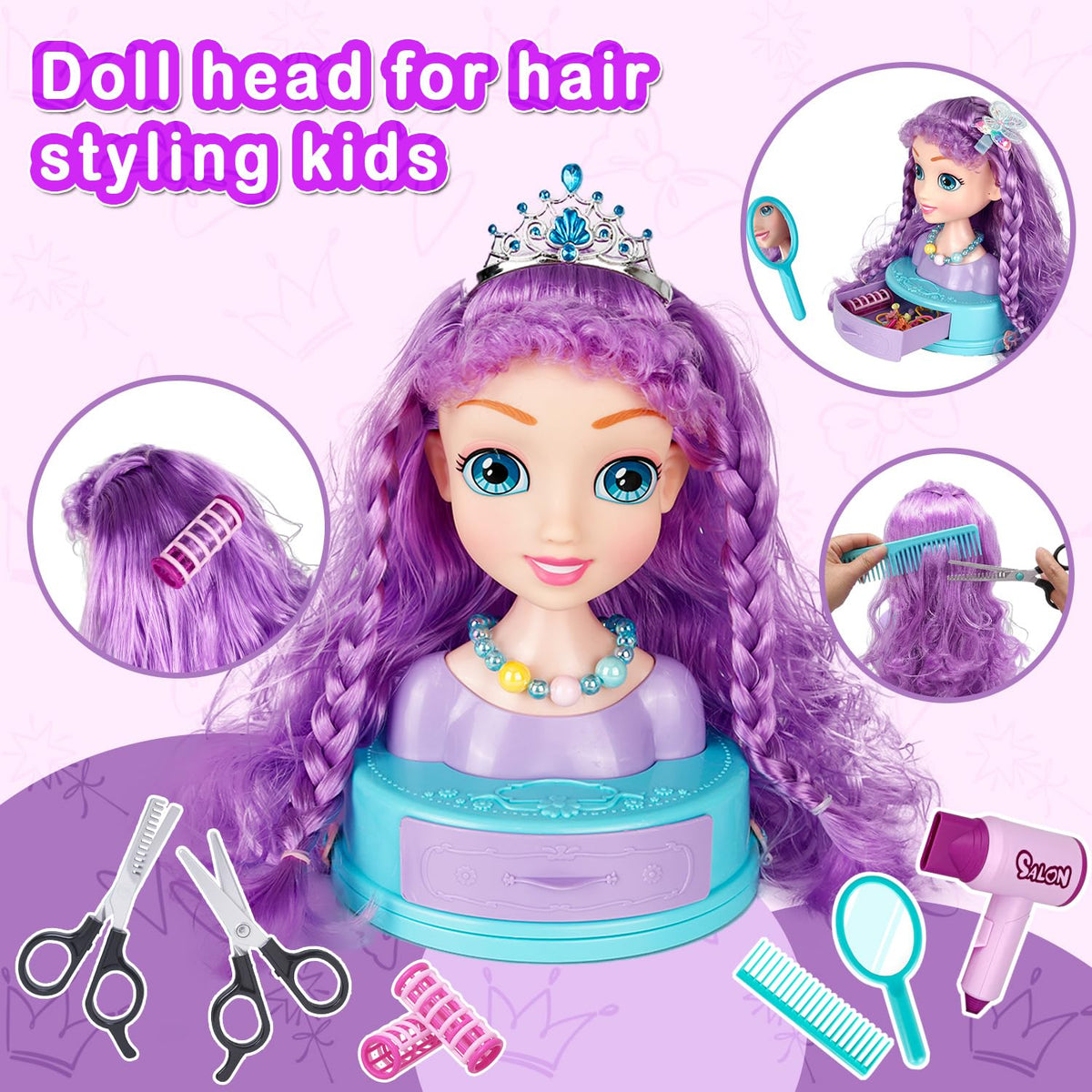 Kryonixty princess jewelry like tiara and necklace for imaginative makeover stories.