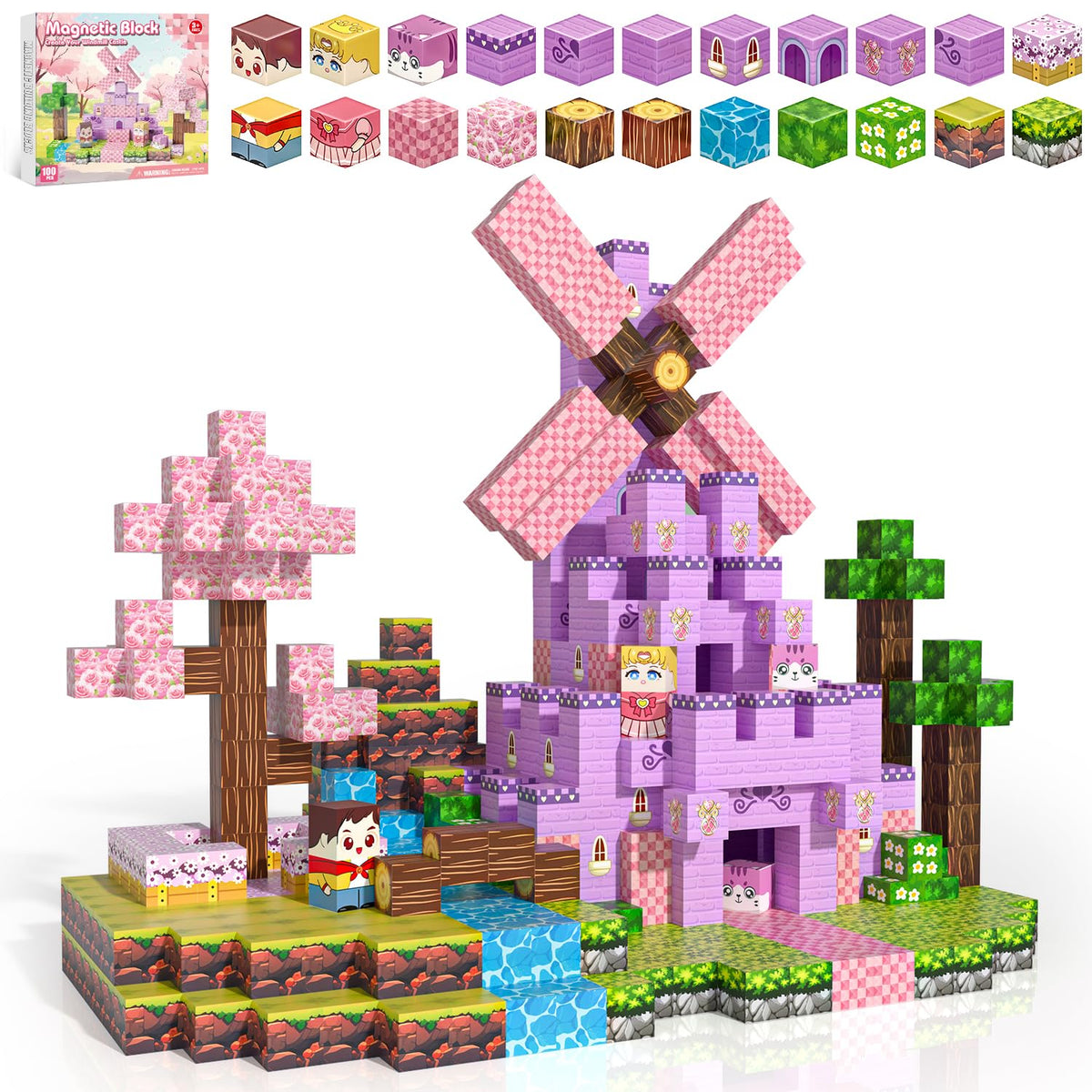 Kryzomat 100-piece magnetic castle blocks for imaginative castle-building play