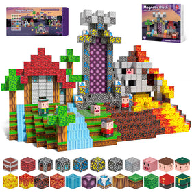 Kryzomat 100PCS magnetic blocks forming portal-themed play scene for exploration