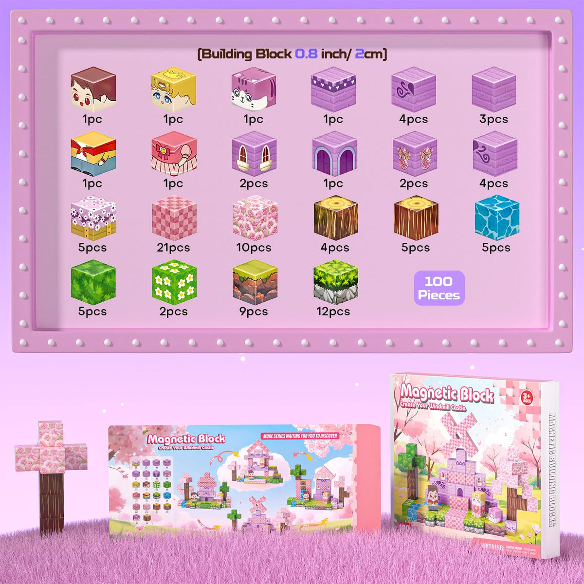 Kryzomat pink princess castle blocks in bright cubes for joyful castle creation