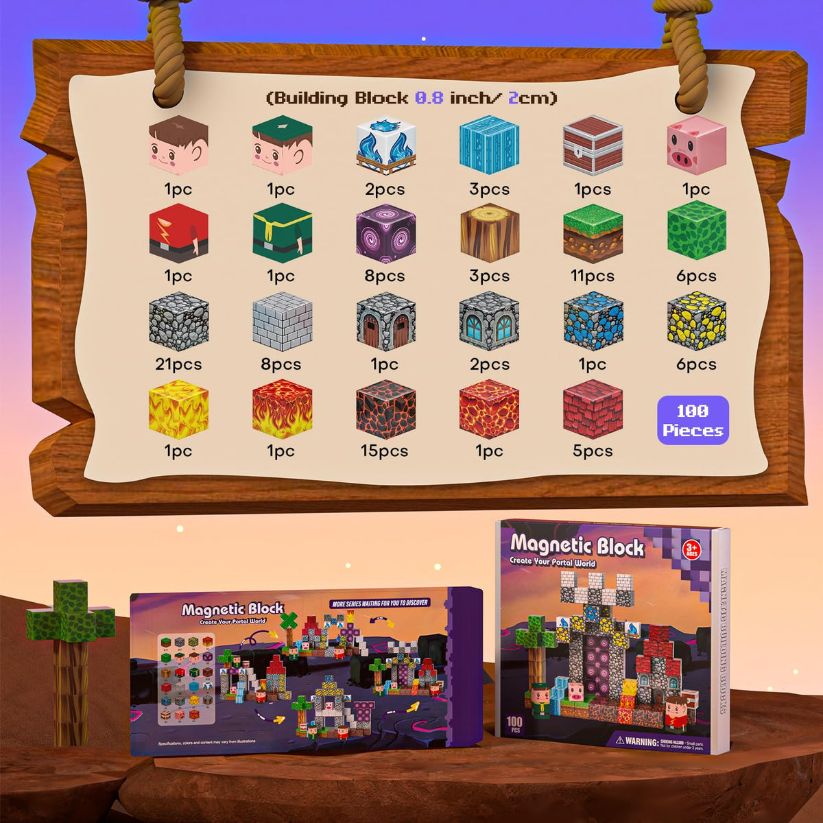 Kryzomat blocks with strong magnets enabling sturdy, tall builds