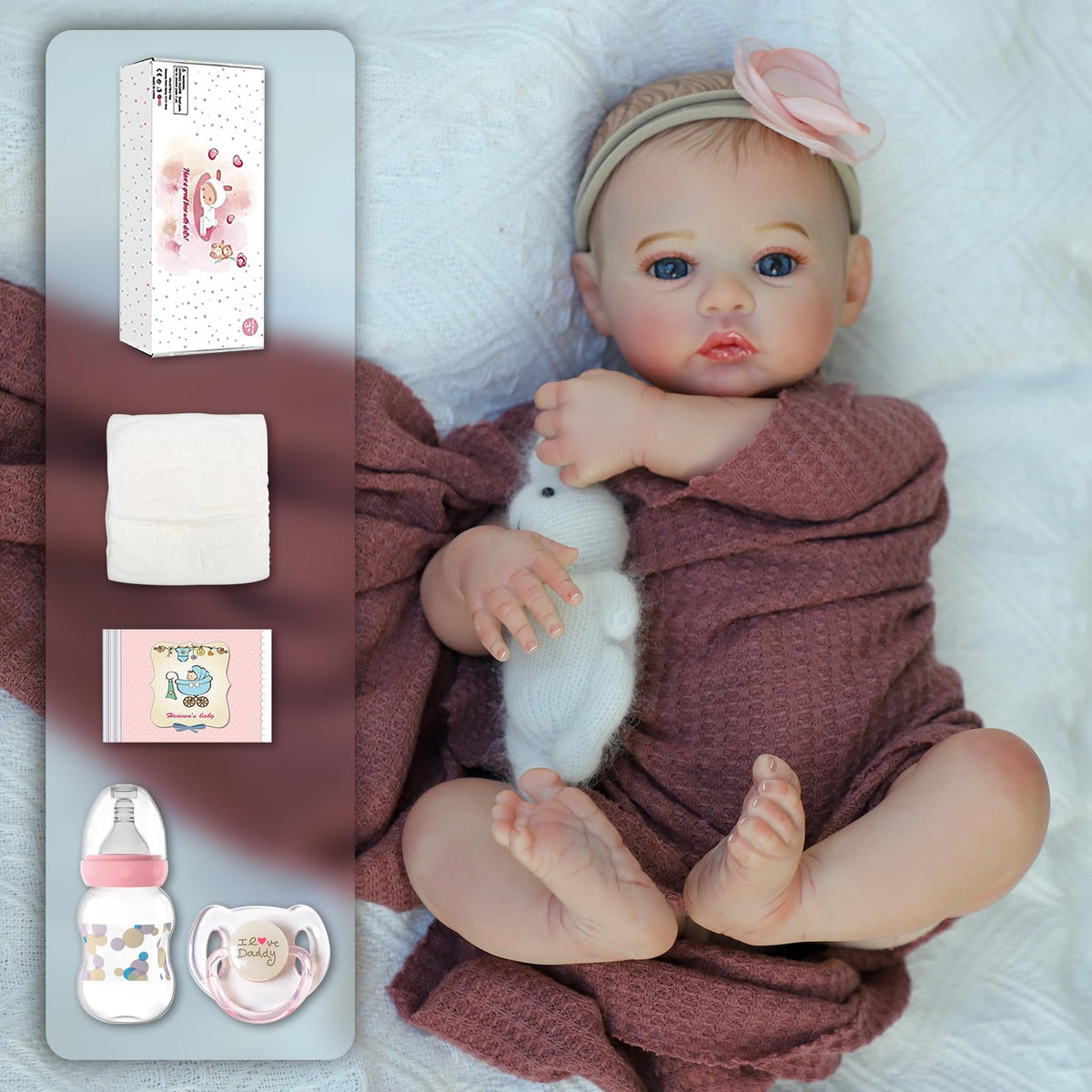 KSBD reborn doll weighted cloth body for cuddly feel.