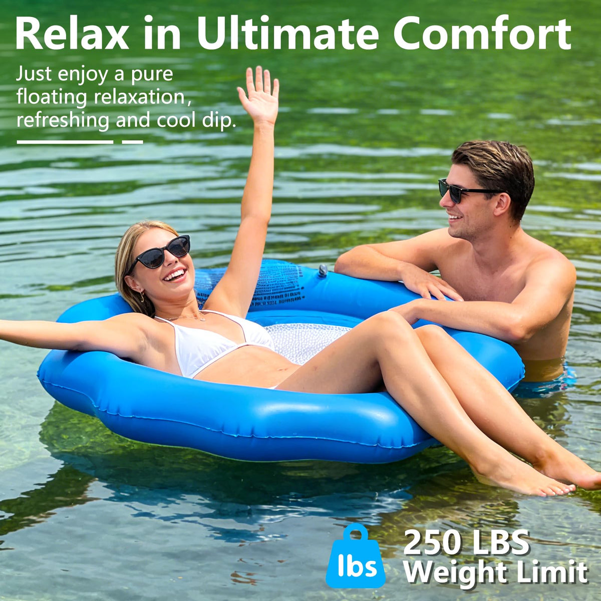 Ksheat heavy-duty pool float for adults, supports up to 250 lbs