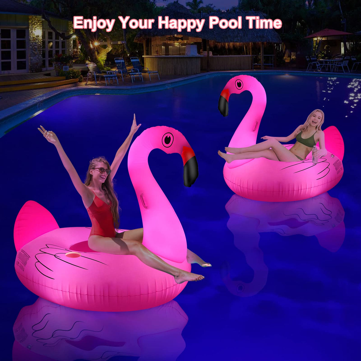 Ksheat Swan pool float with night glow ideal for evening swimming.