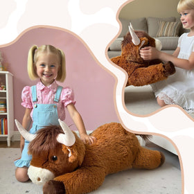 Ksidzas 39-inch Highland cow plush full-length hug companion for all ages