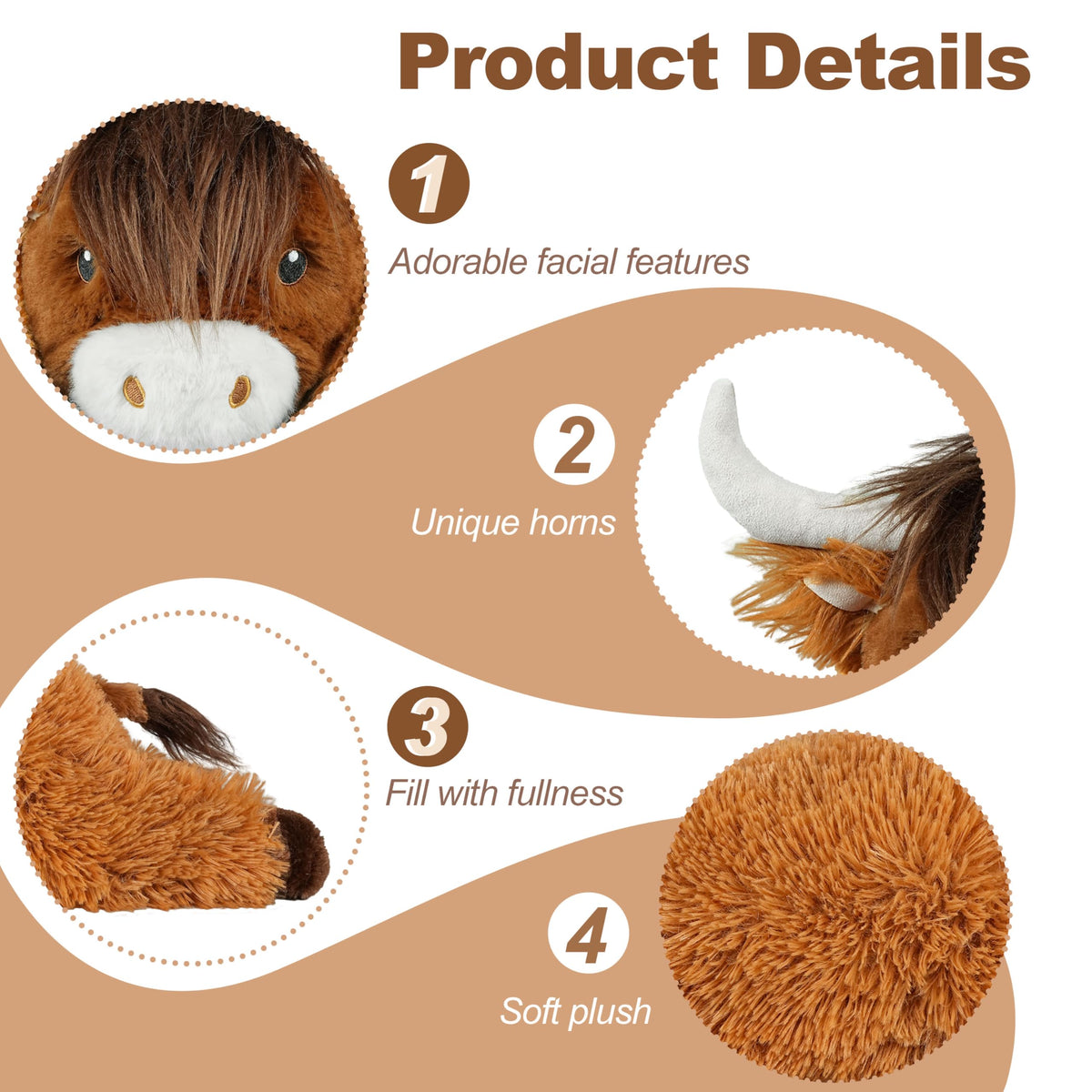 Ksidzas Highland Cow care: machine washable for easy cleaning.