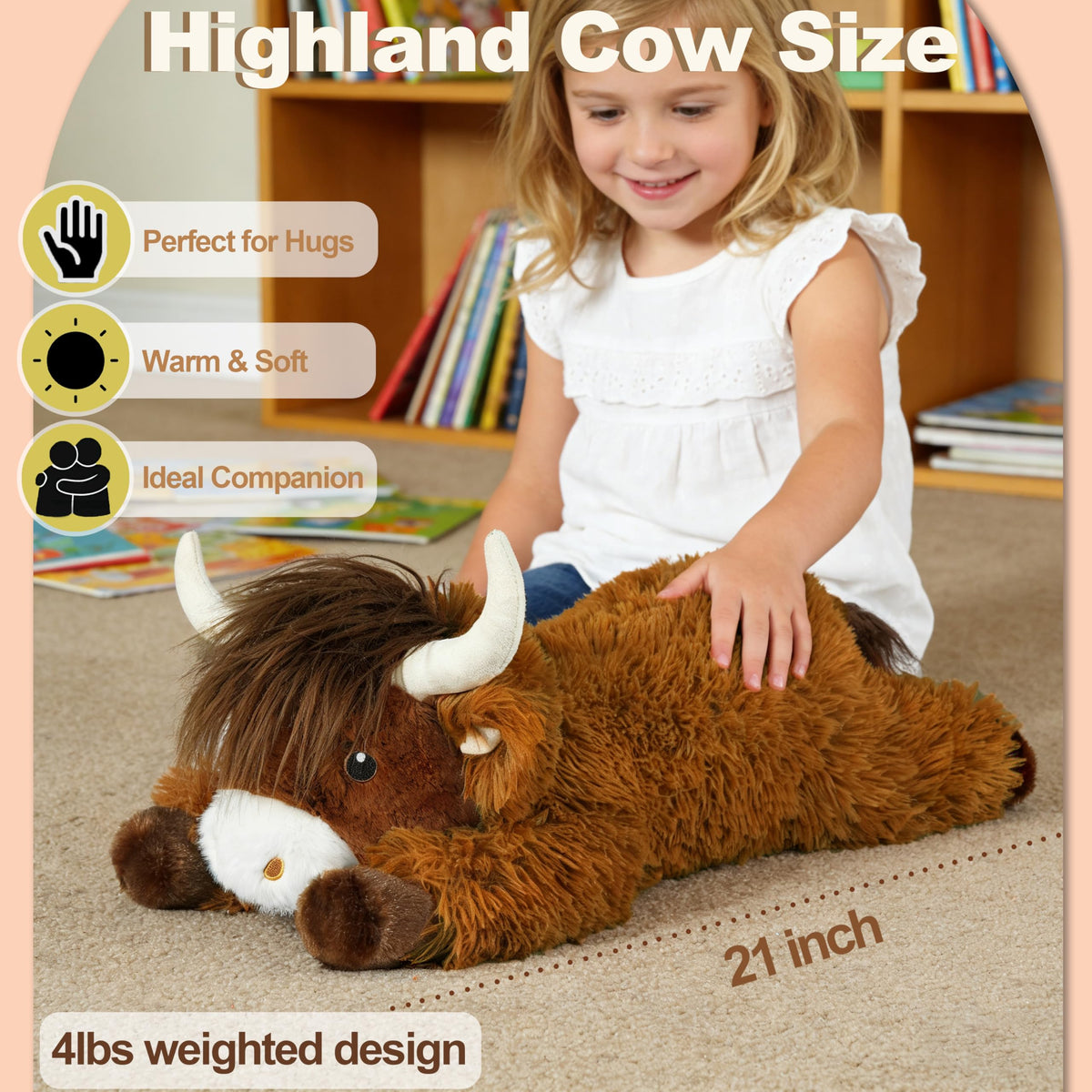 Ksidzas Highland Cow fur close-up highlights fluffy texture for soft snuggles.