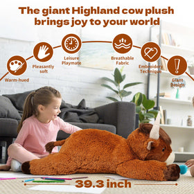Ksidzas Highland cow plush texture feels soft and cozy for lounging