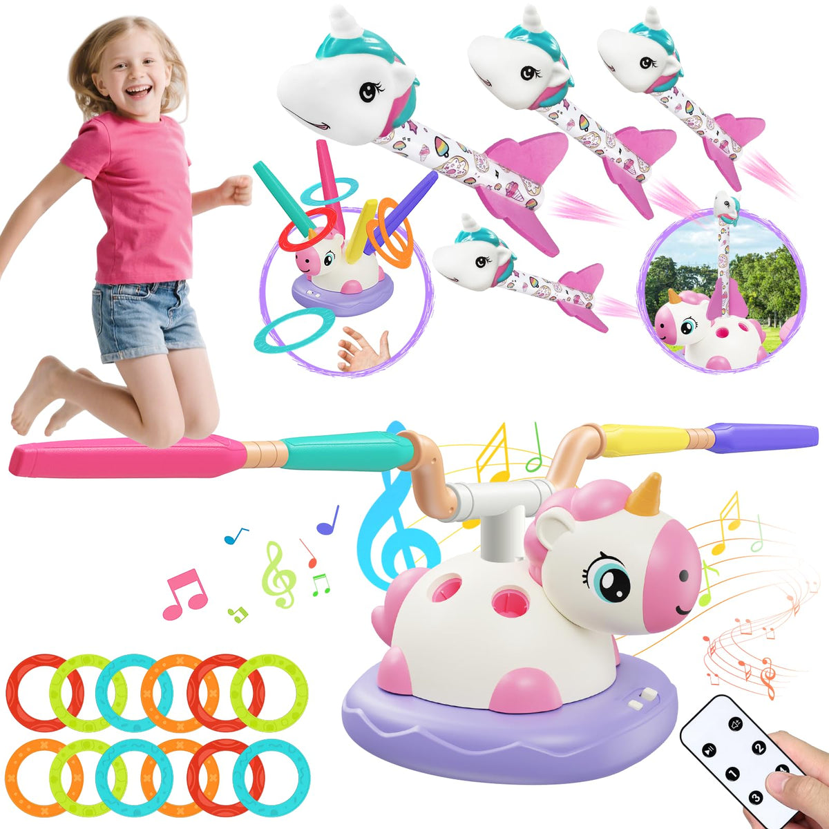 Kslavagcnt Unicorn Rocket Launcher promotes outdoor active play.