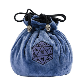 KSNDie blue DND dice bag with a large round base for organized storage.
