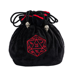 KSNDie large dice bag with DND logo and easy-access drawstrings for quick setup