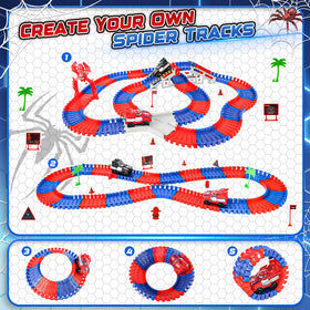 Kssvzz Spider Cars duo speeds across modular tracks for quick races.