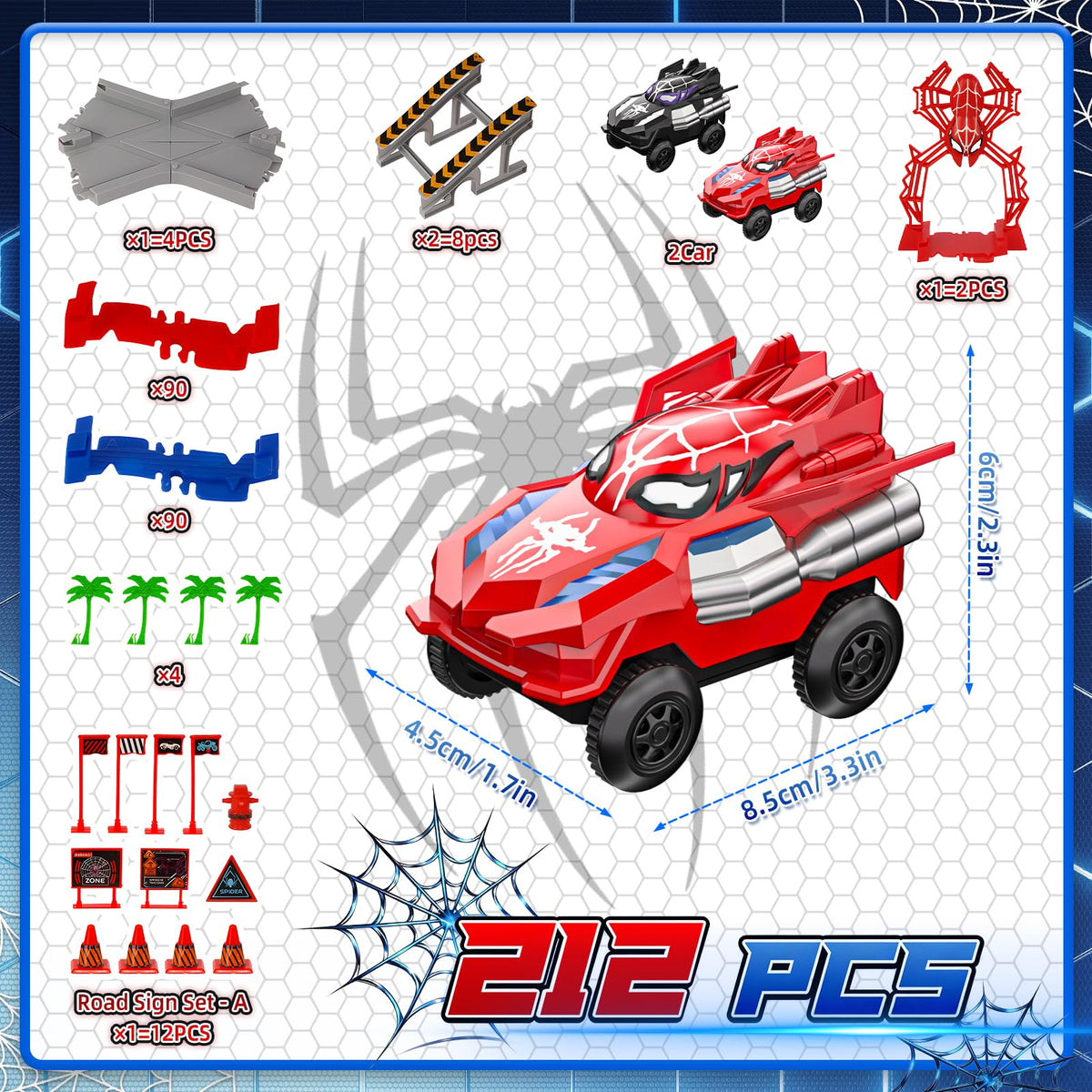 Kssvzz Spider Track configurations let kids build city-like raceways.