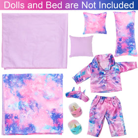 K.T. Fancy 18-inch doll coverlets for layered bedtime scenes.