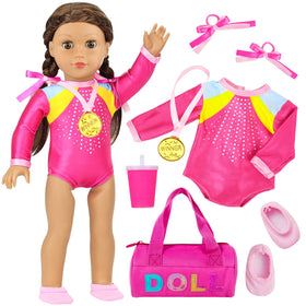 KT Fancy 18in pink leotard for realistic gymnastic play and display
