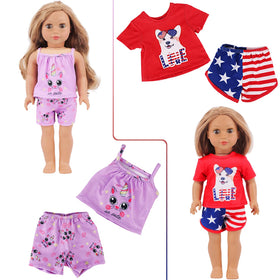 K.T. Fancy 18inch doll top-skirt set enables quick outfits and closet play.