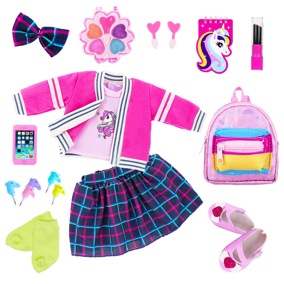 K.T. Fancy 18in doll set shows durable, child-friendly materials for long-lasting play.