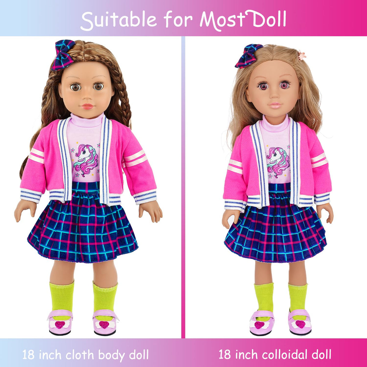 K.T. Fancy plaid skirt and socks detail for realistic outfit styling.