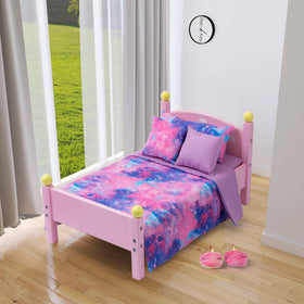 K.T. Fancy bundled doll bedding in coordinated design.
