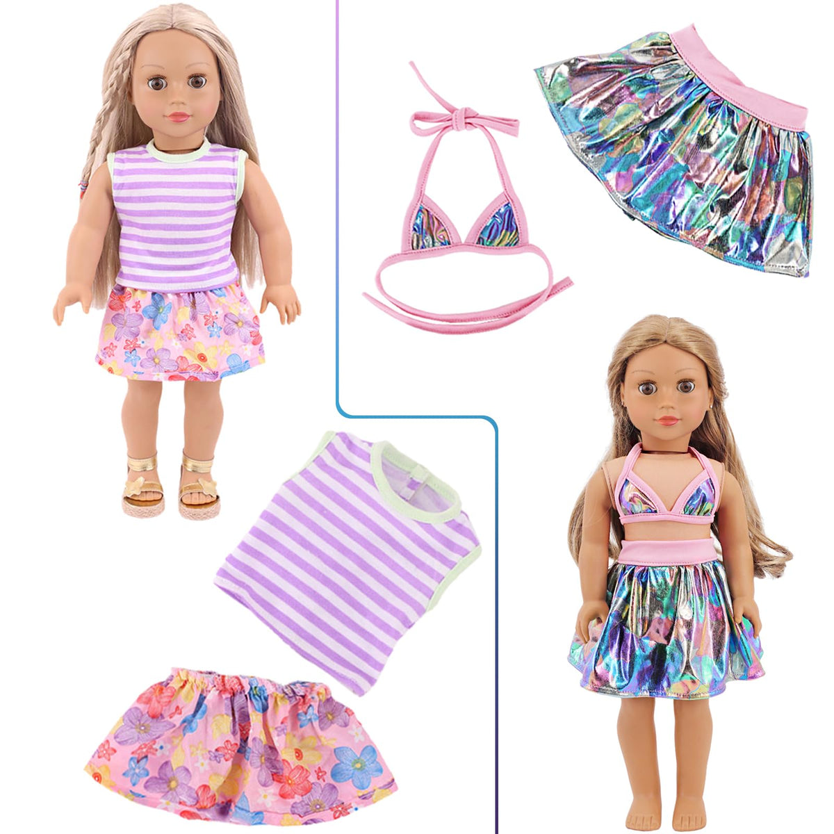 K.T. Fancy easy-dressing doll clothes simplify dressing for independent play.