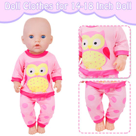 KT Fancy pink big-eyed owl outfit for 14-18 inch dolls, adds whimsy to playtime.