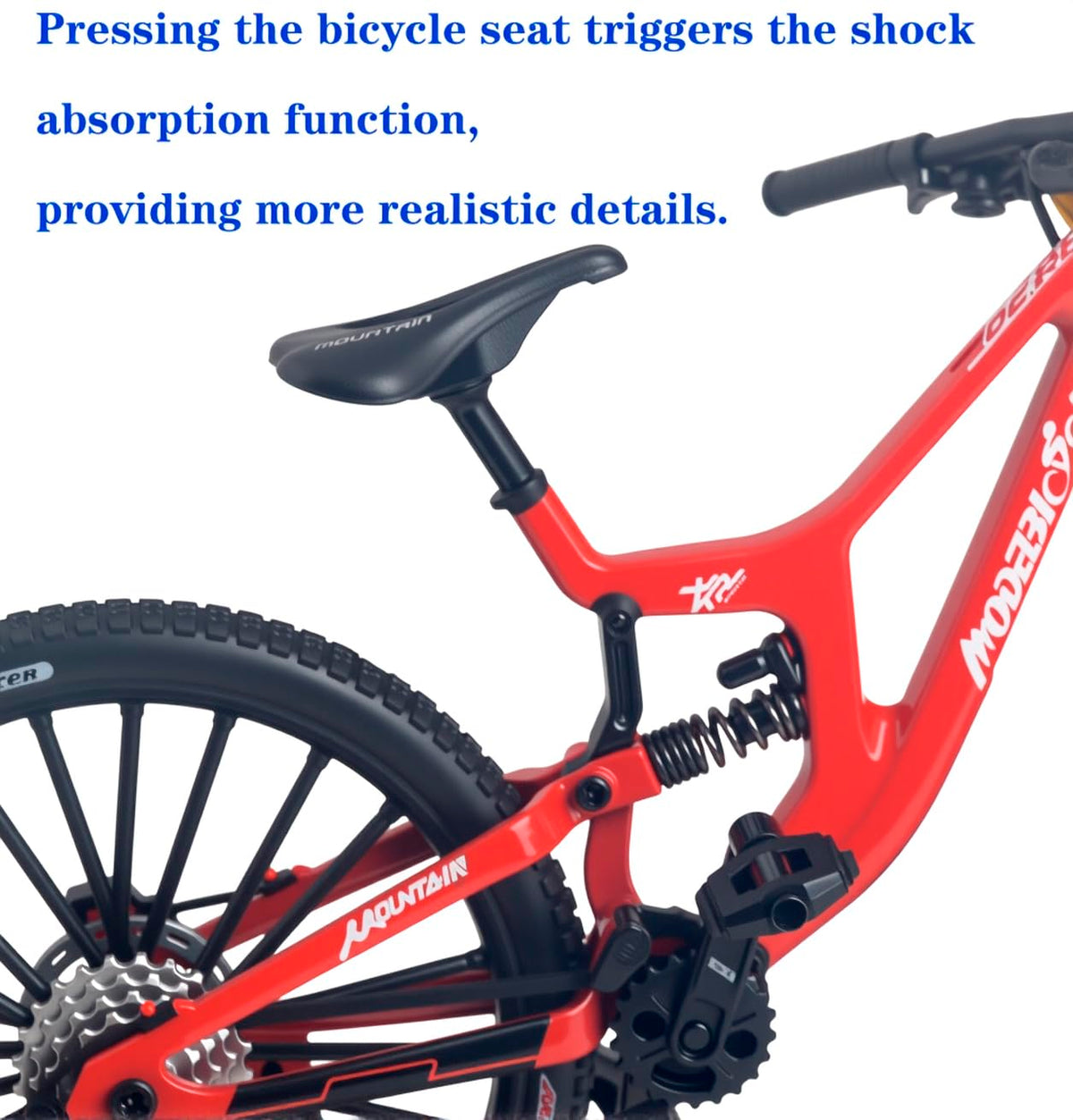 Kuasting 1:8 scale mountain bike model side view highlights smooth finish for desk decor
